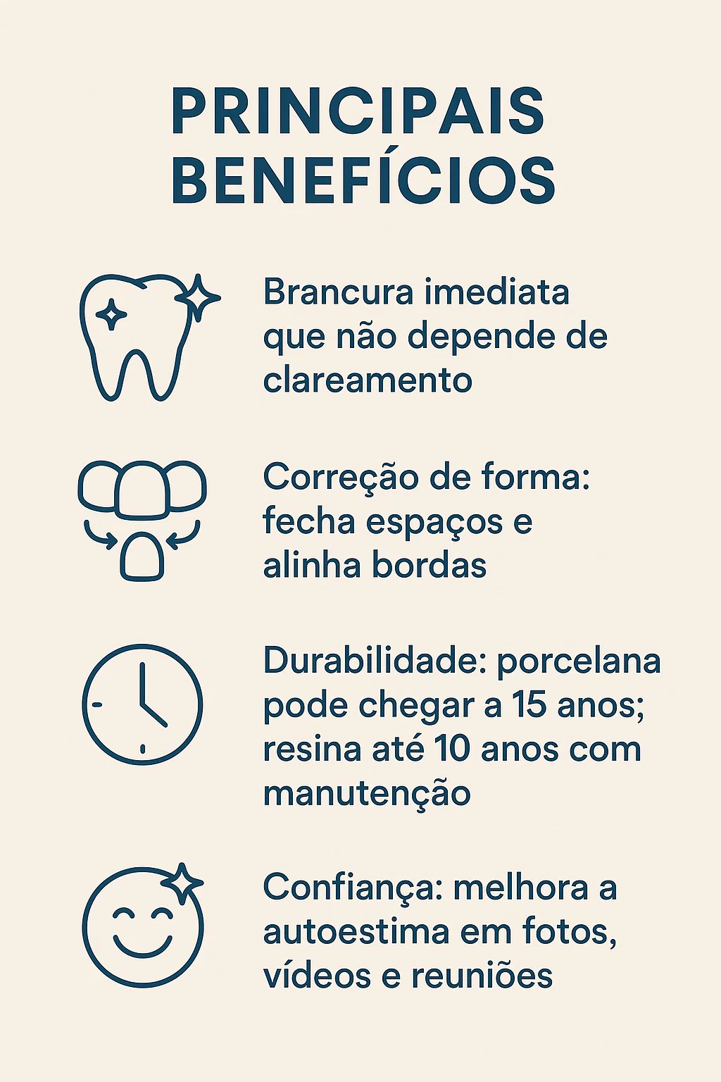 infográfico: principais benefícios das facetas de resina